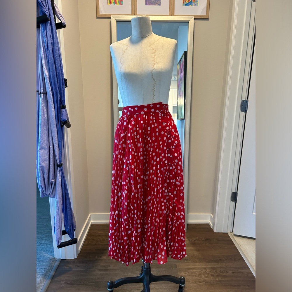 Lea & Viola Red and White Polka Dot Midi Skirt - XS